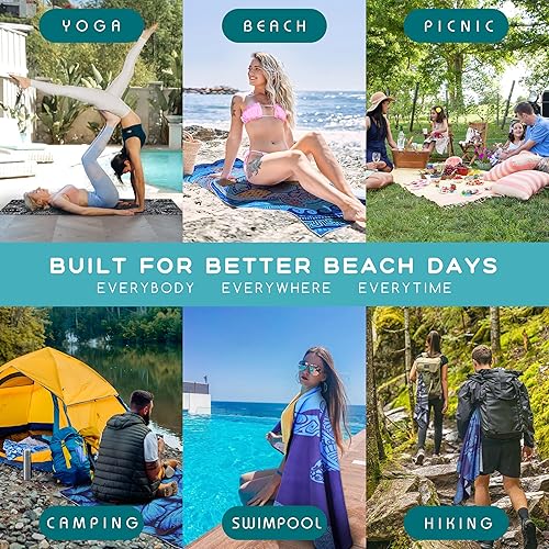 Miniatura 7 de Toalla de playa de microfibra sin arena, de secado rápido, ligera, de gran tamaño, accesorios de toalla grande, viajes, natación, piscina, yoga,