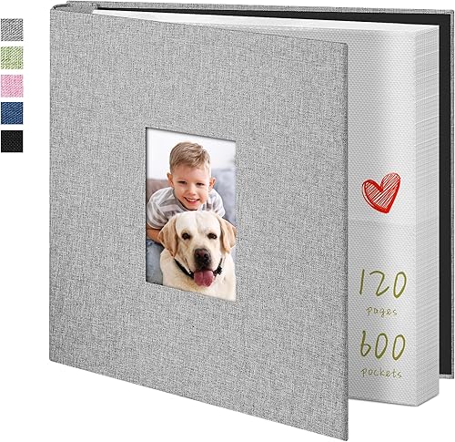 Vista 99 de Álbum de fotos de 4 x 6 pulgadas, 100 bolsillos, álbumes de fotos con cubierta de lino, álbumes de fotos para familia, boda, bebé, libro de fotos