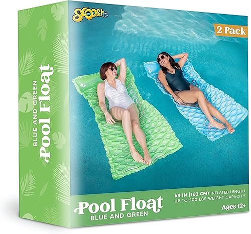 Miniatura 7 de Sloosh Pocket Inflatable Floating Mat Swimming Pool Mattress Pool Mat Float Raft Lounge 2 Pieces