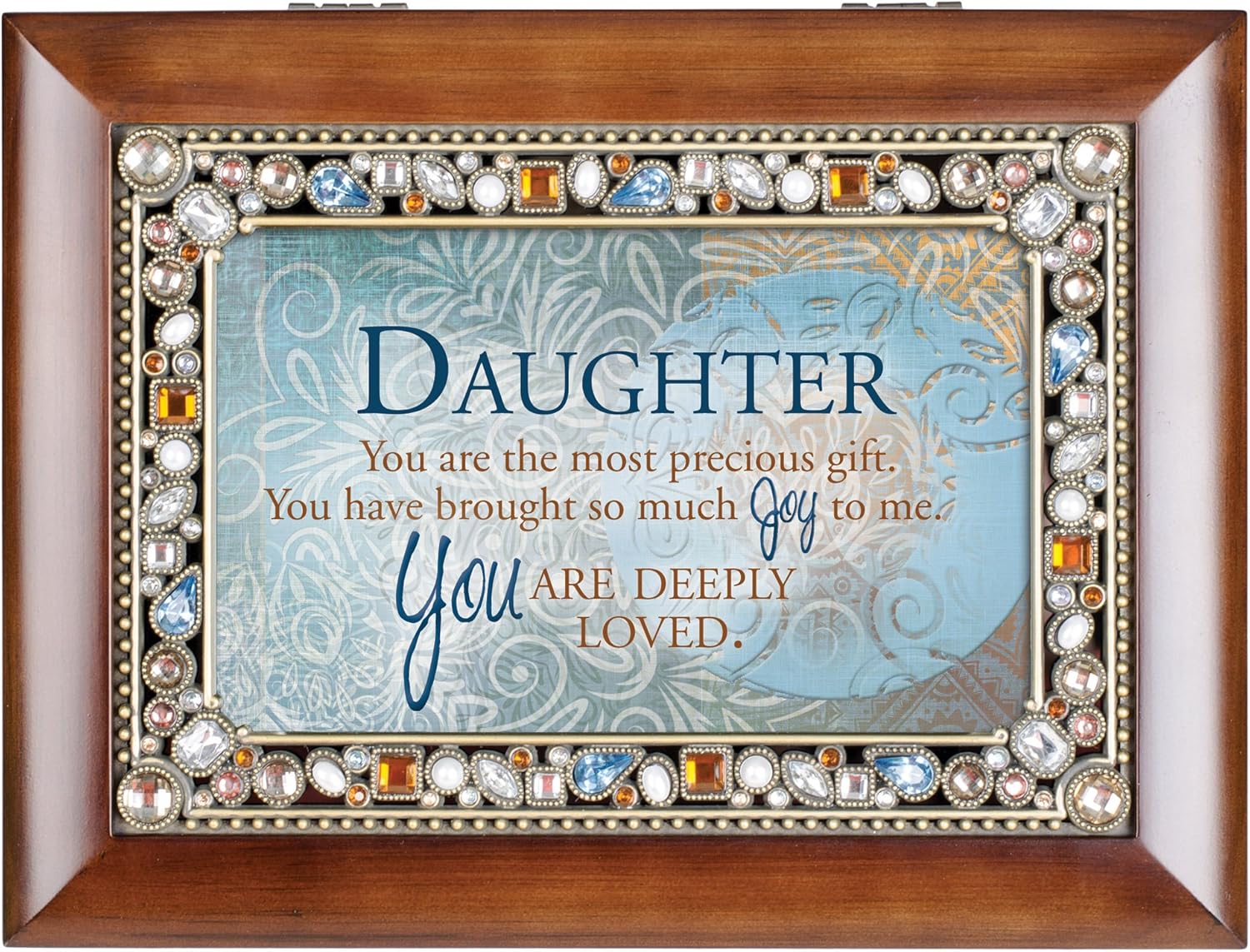 Cottage Garden Daughter Most Precious Gift Woodgrain Jewelry Music Box Plays You Light Up My Life