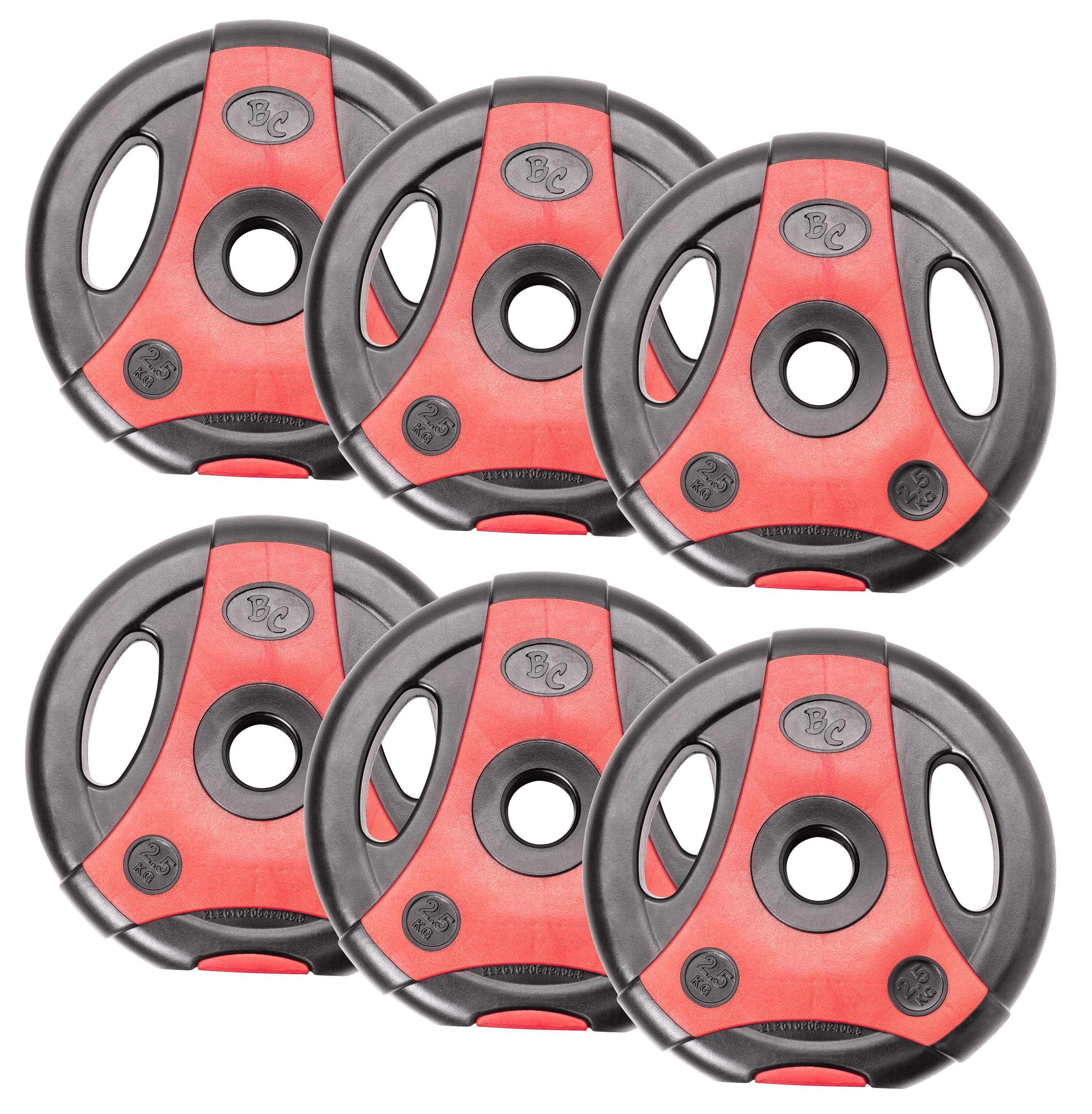 Bad Company Krążki do sztangi K-Grip I ciężarki pokryte tworzywem sztucznym 30/31 mm I 6 x 2,5 kg