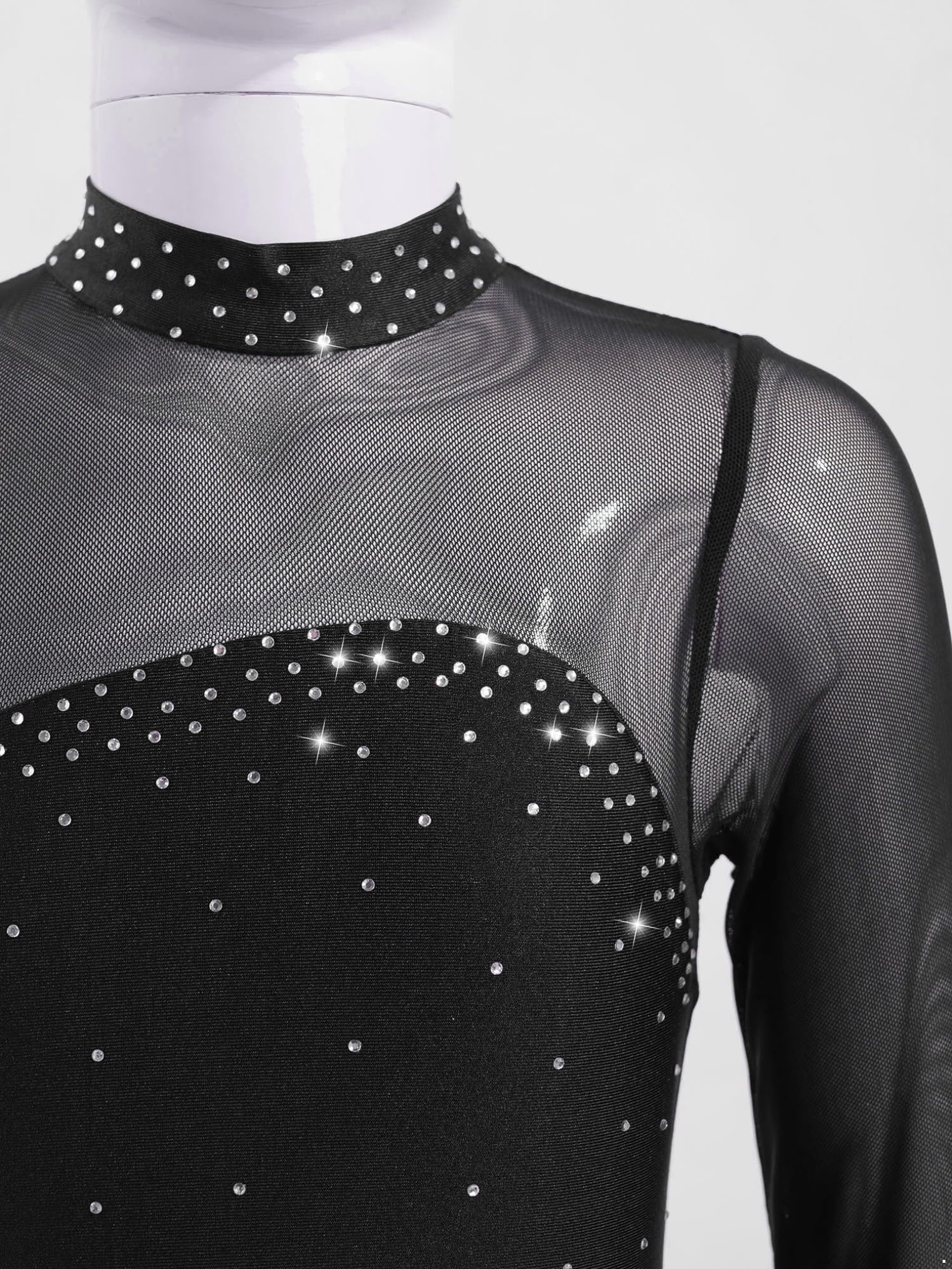 Freebily Vestido de Danza Patinaje sobre Hielo para Niña Leotardo de Manga Larga Maillot de Gimnasia Rítmica Competición Vestido de Bailarina Ballet — view 5