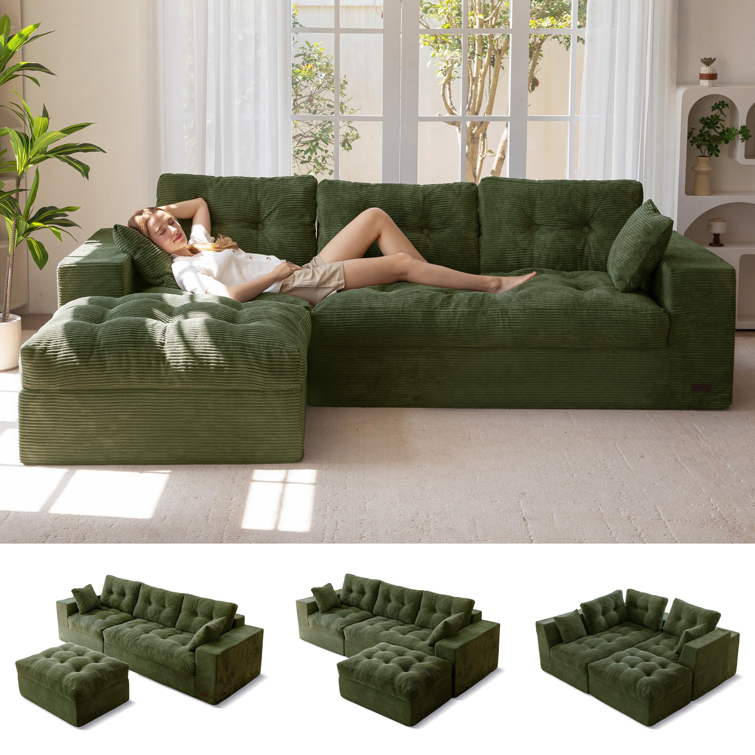 MAXYOYO 104 L Shaped Modular Cloud Boneless Couch