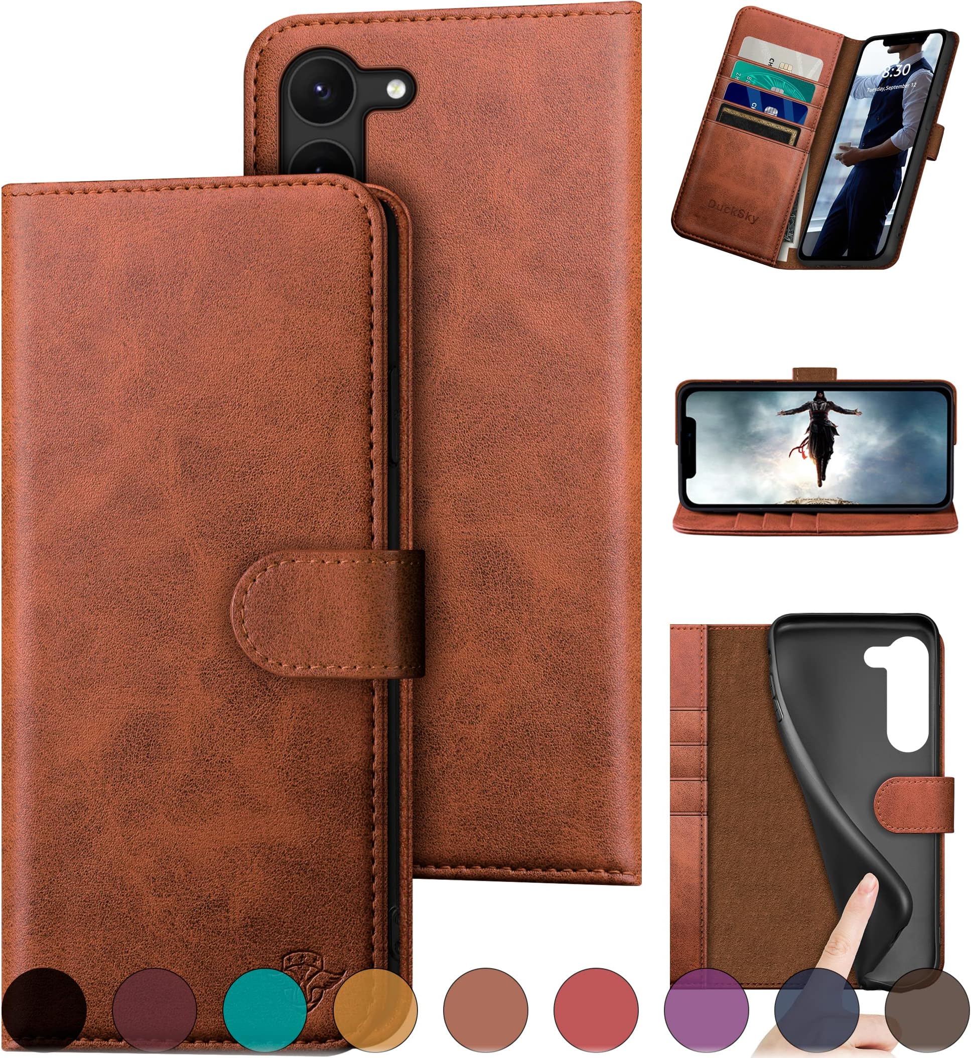 DuckSky for ZP Samsung Galaxy S23 Plus 5G Wallet case Light Brown