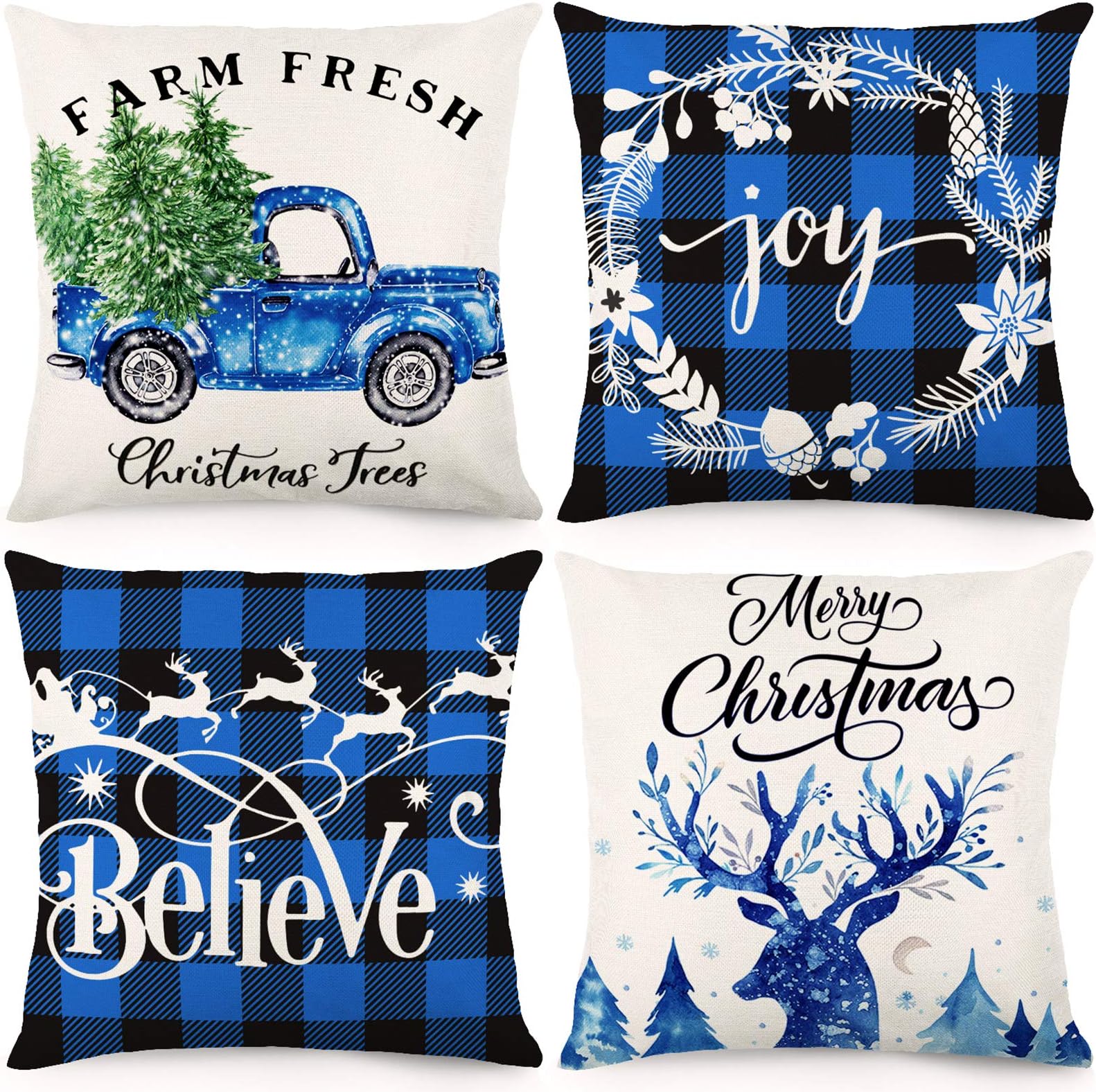 blue plaid pillows