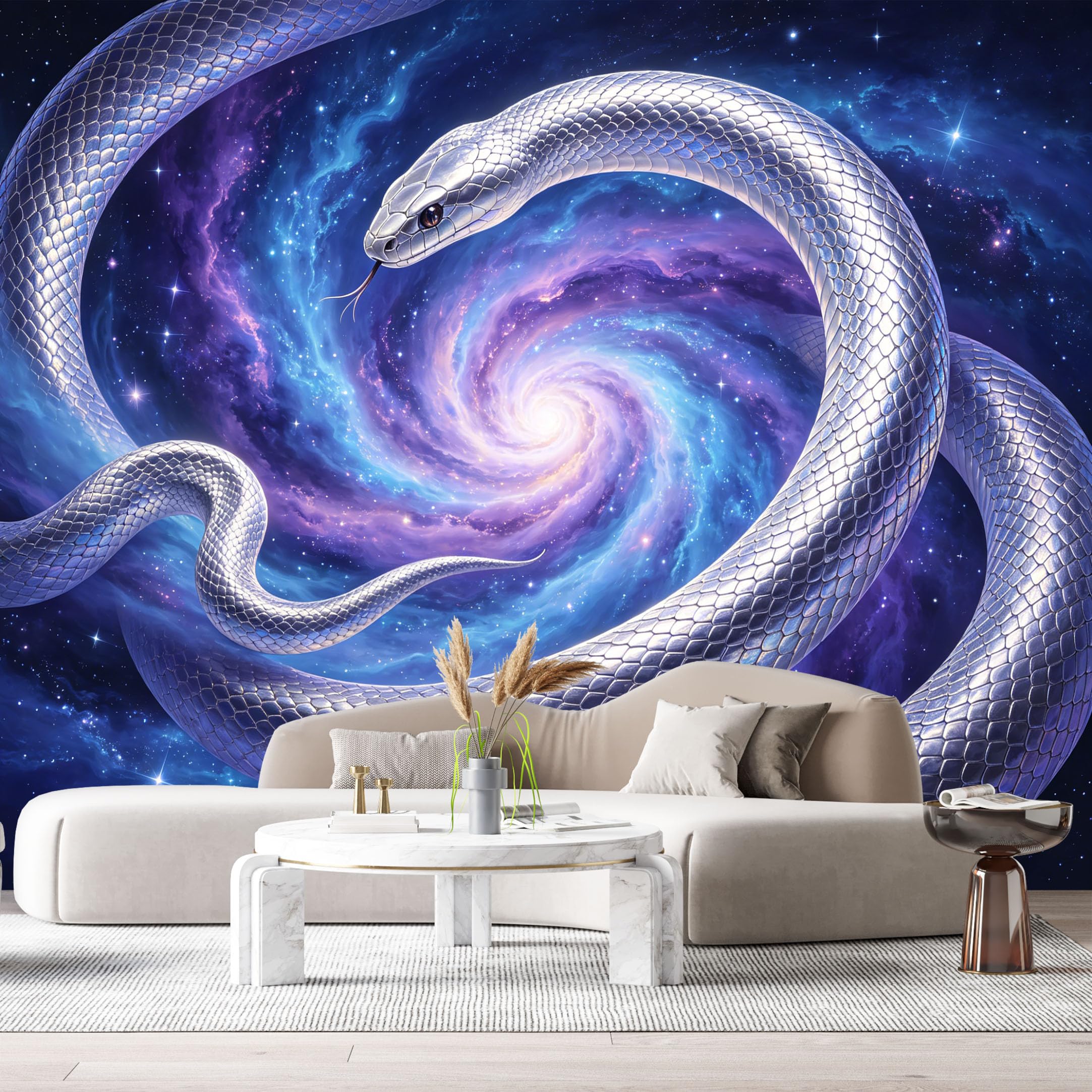 Custom Size Wall Murals Abstract Cosmic Silver Snake Nebula Galaxy Modern SelfAdhesive Wall Fabric Removable Large Wallpaper for Photo Living Room Interior Decor