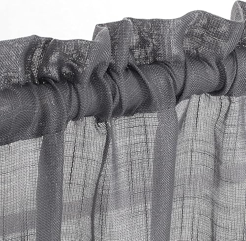 Miniatura 10 de Cenefa de cortina semitransparente con bolsillo superior para ventana pequeña, cocina y baño (52 pulgadas de ancho x 18 pulgadas de largo, verde