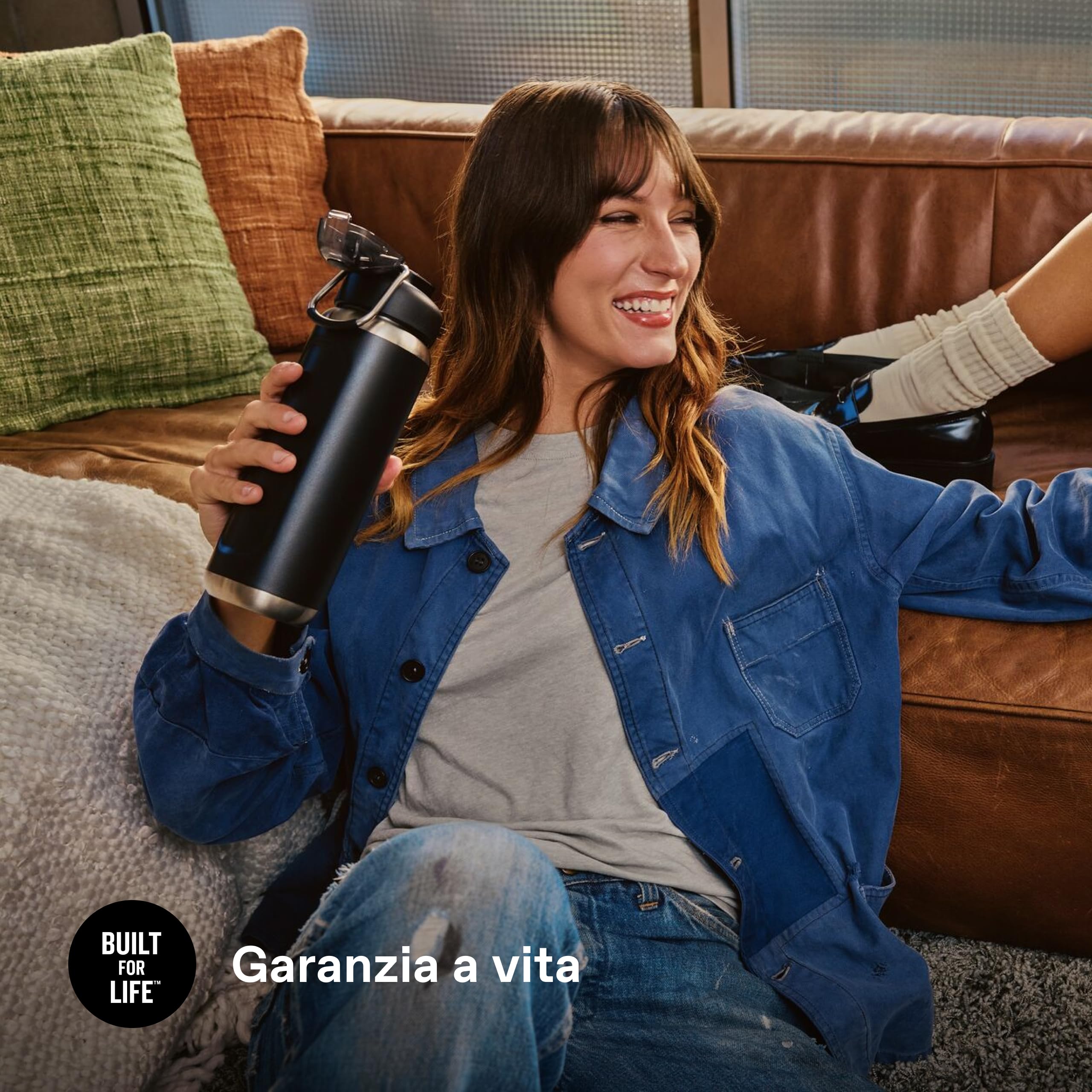 STANLEY 1913 Wellspring Bottle 0.7L - Black 2.0 | 12 Ore Di Freddo - 40 Ore Di Ghiacciata - Senza BPA - Acciaio Inossidabile Riciclato - A Prova Di Perdite