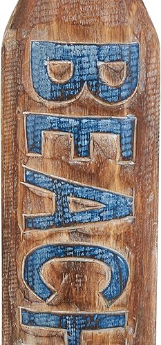 Vista 4 de Deco 79 Decoración de pared con remo de madera para el hogar, letrero de playa con detalles azules y detalle de cuerda, arte de pared de 6 x 2 x 47