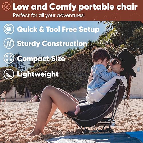 Miniatura 5 de TREKOLOGY YIZI LITE Silla de camping ultraligera para adultos, niños, sillas bajas para senderismo, mochileros, silla de campamento ligera, mochila