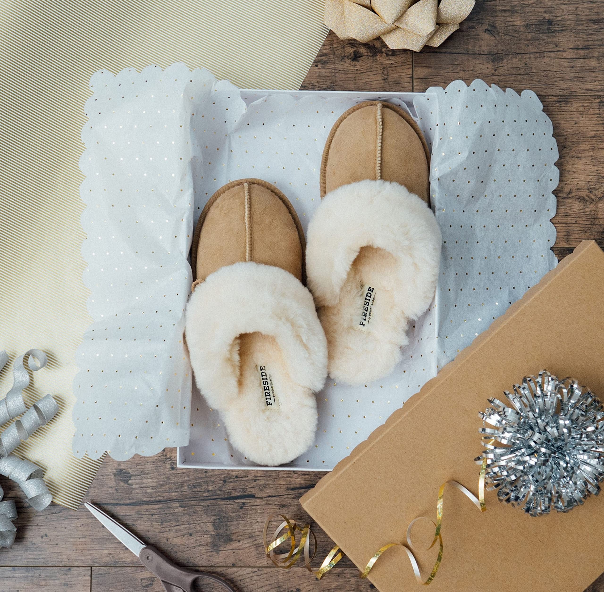 FIRESIDE BY DEARFOAMS Fireside Sydney Shearling Fur Indoor/Outdoor Scuff Slipper With Wide Widths PantofoleDonna
