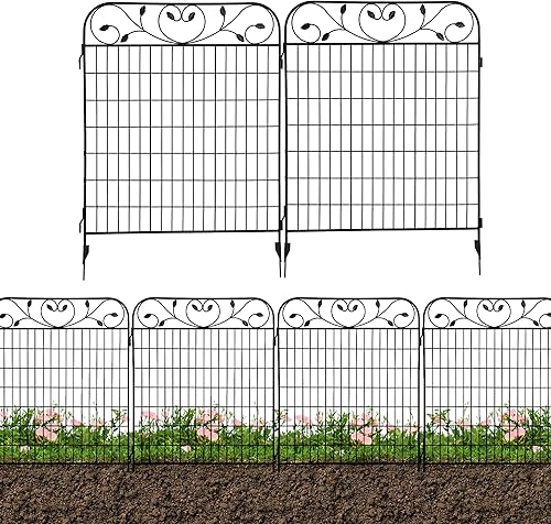Poshions Valla de jardín con alambre de metal grueso de 0.157 in de grosor, paneles decorativos para valla de borde de jardín, paneles de cerca