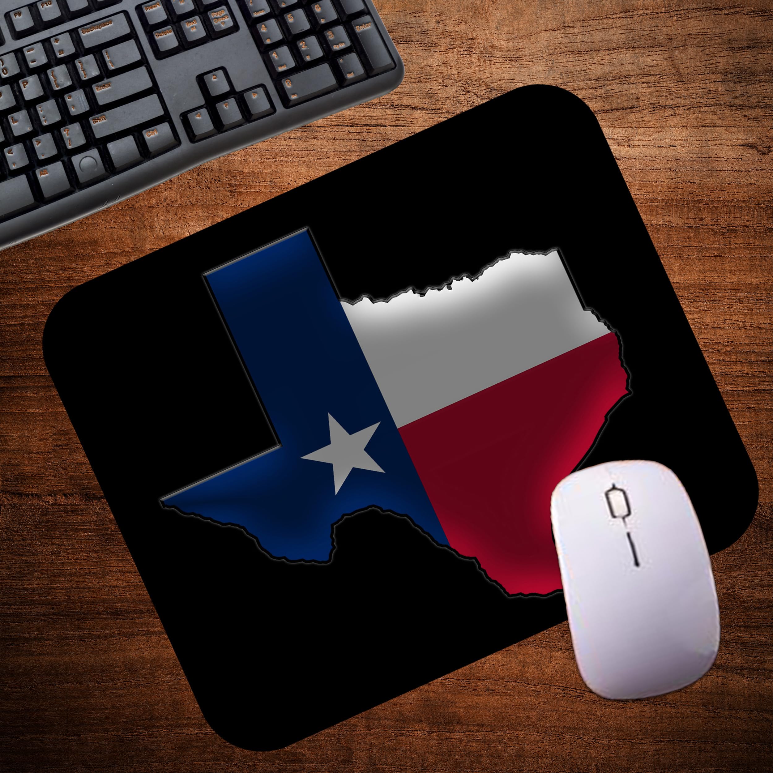 Flaga stanu Teksas Podkładka pod mysz Podkładka pod mysz na biurko Komputer Laptop PC Gaming Dom lub Biuro Prezent dla Texan TX (Czarny MP57)