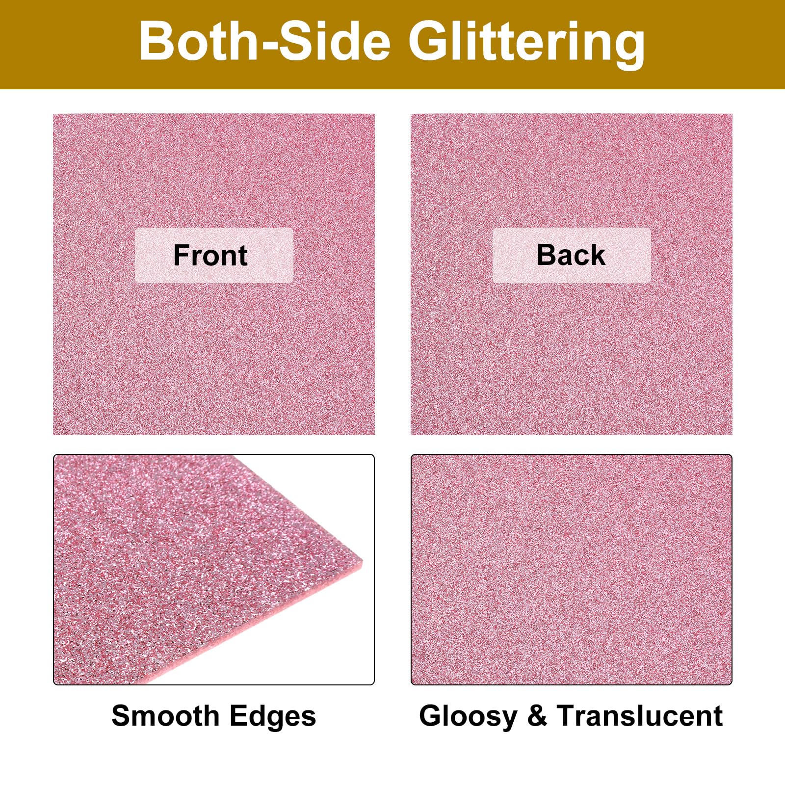 QUARKZMAN 3Pcs Feuilles D'Acrylique Pailletées Rouge Rose 1/8" Épaisseur 8" X 8" Brillant PMMA Feuilles Plastiques Fluorescentes Extrudées Translucides Pour L'Artisanat DIY Découpe