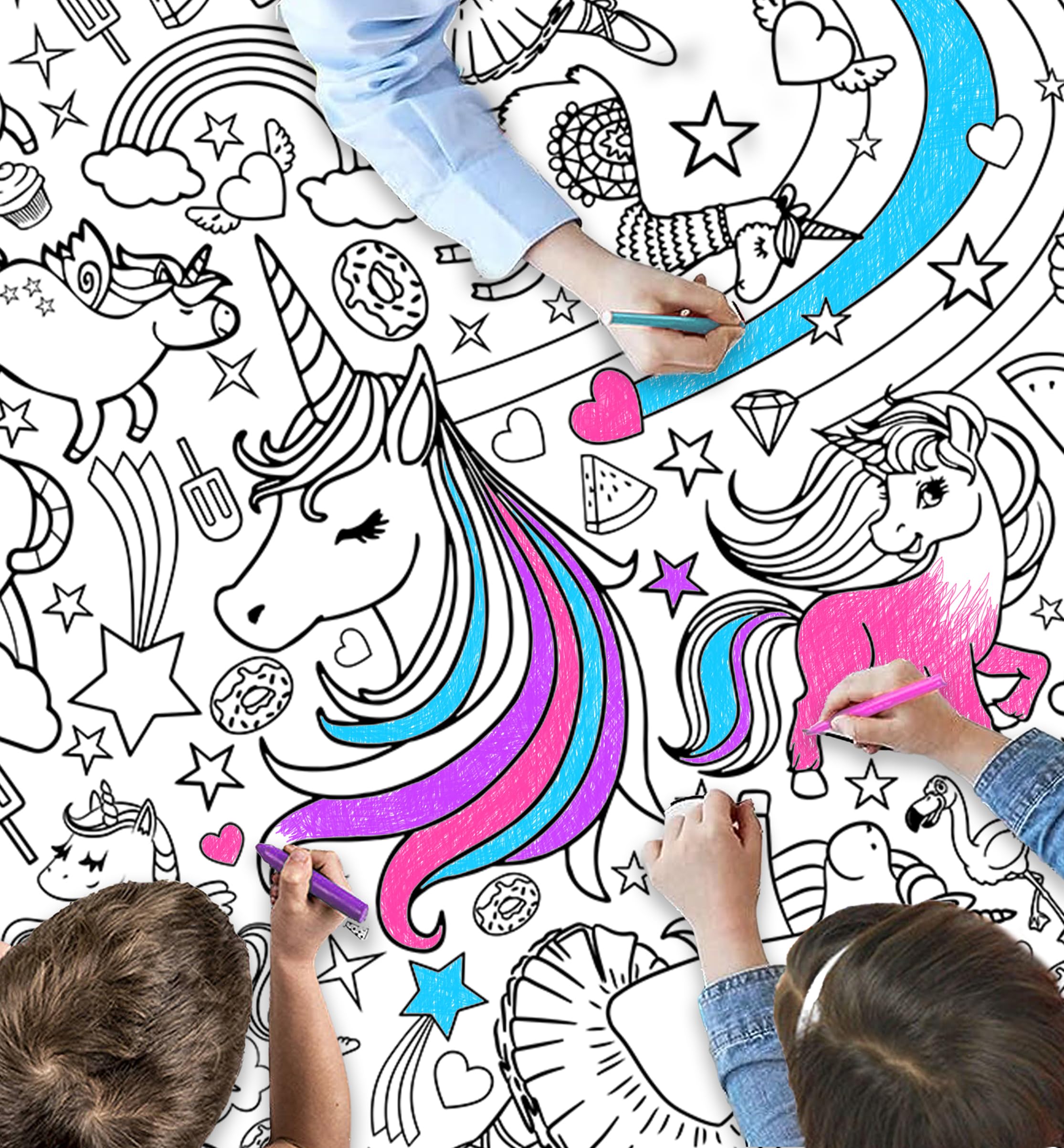 Splat Planet Unicorn Colour-In Table Cloth for Kids Large Unicorn colouring activity and party table cover. 240 x 120 cm