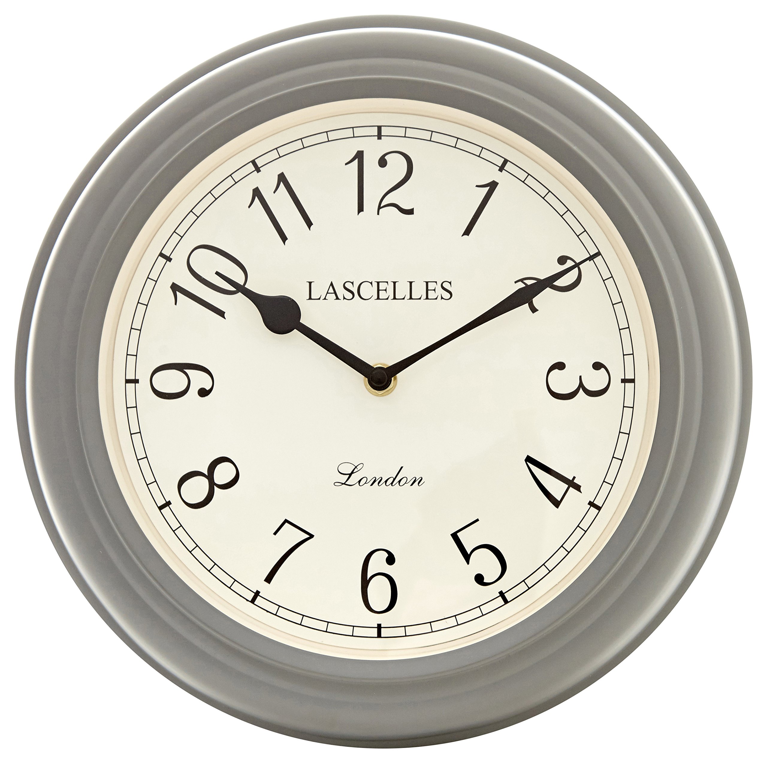 Roger Lascelles Clock, Metal, Grey, 32 x 5 x 32 cm