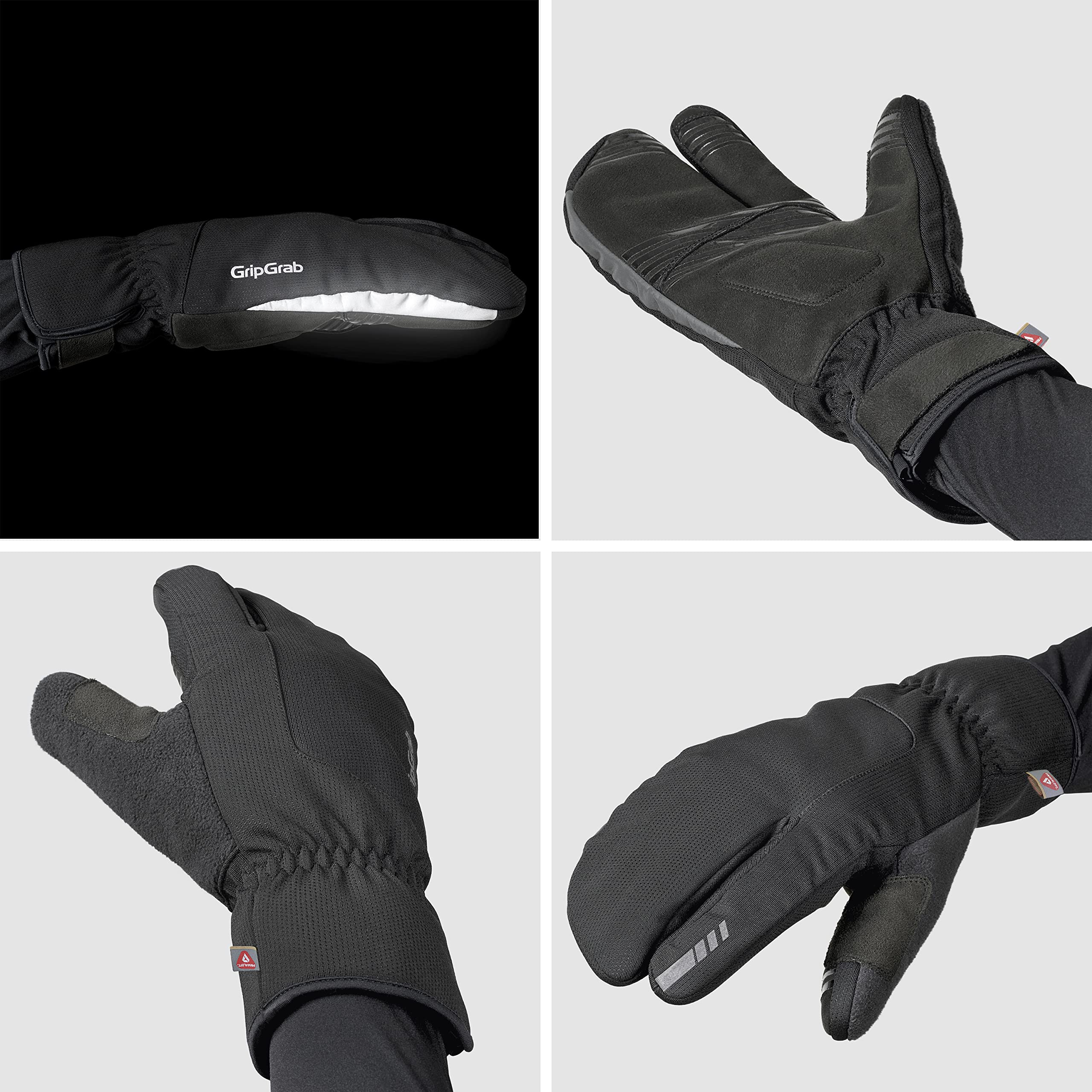 GripGrab Gants Hiver Coupe-Vent Nordic 2 Lobster 3-Finger - Rembourrés Thermiques