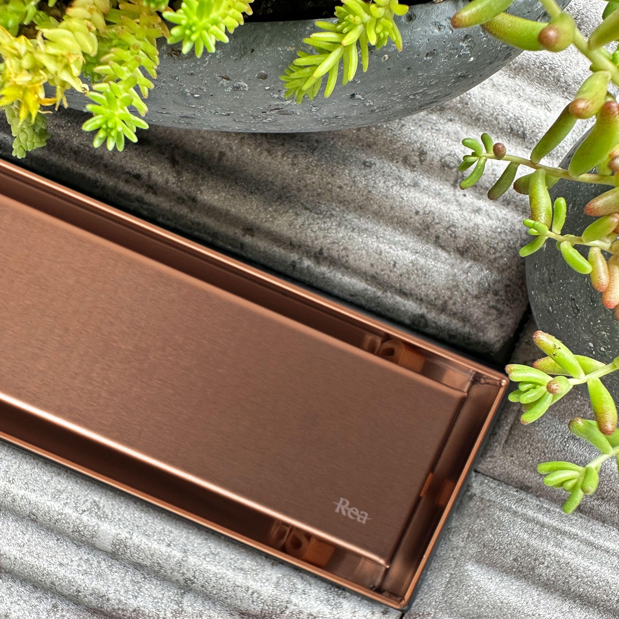 REA Drenaje Lineal NEOX Pro 74 X 11 X 6,5CM DESAGÜE Lineal DE Acero Inoxidable (Cobre Cepillado)