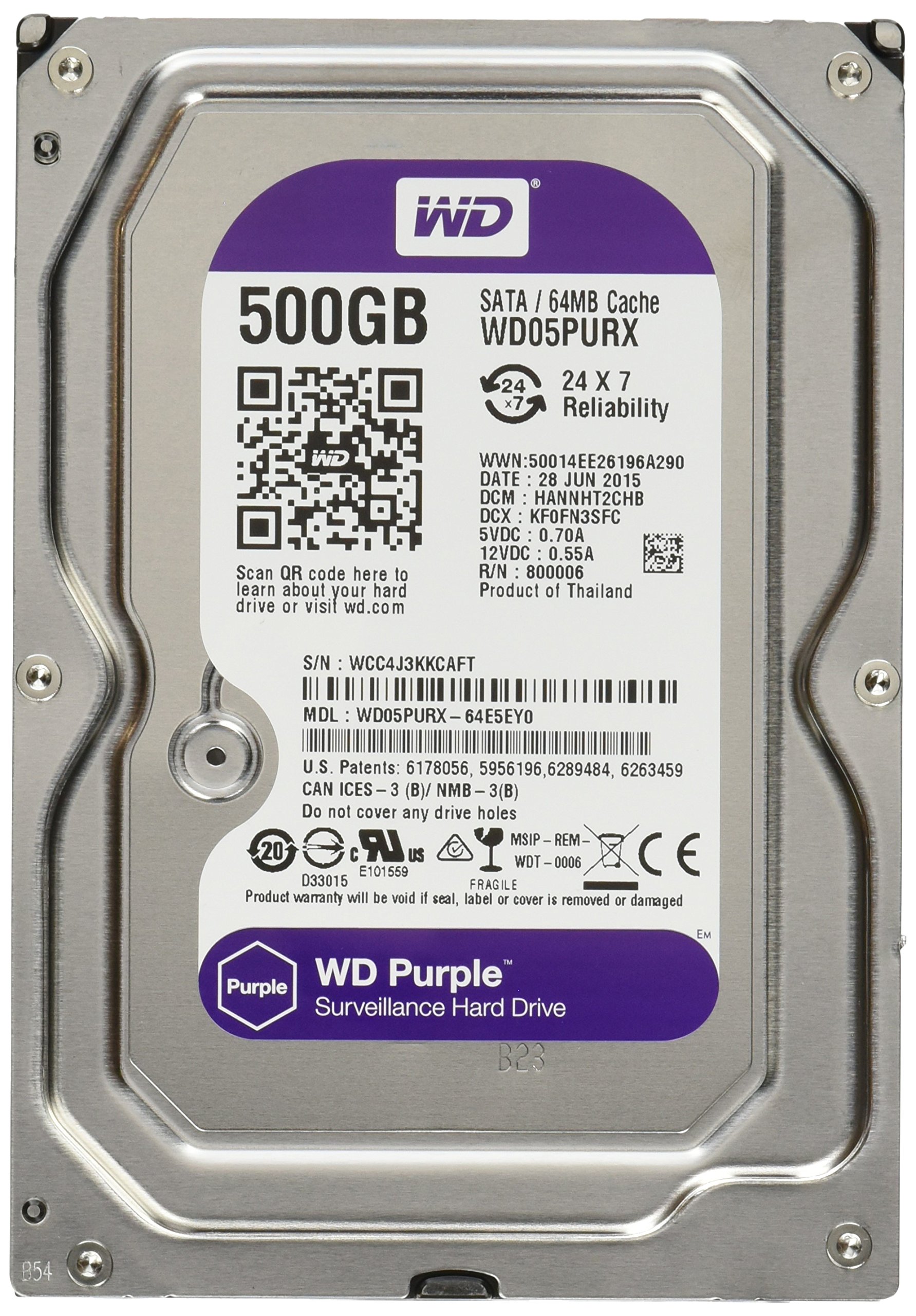 Western Digital Purple 500 GB 5400RPM SATA III 3.5-Inch