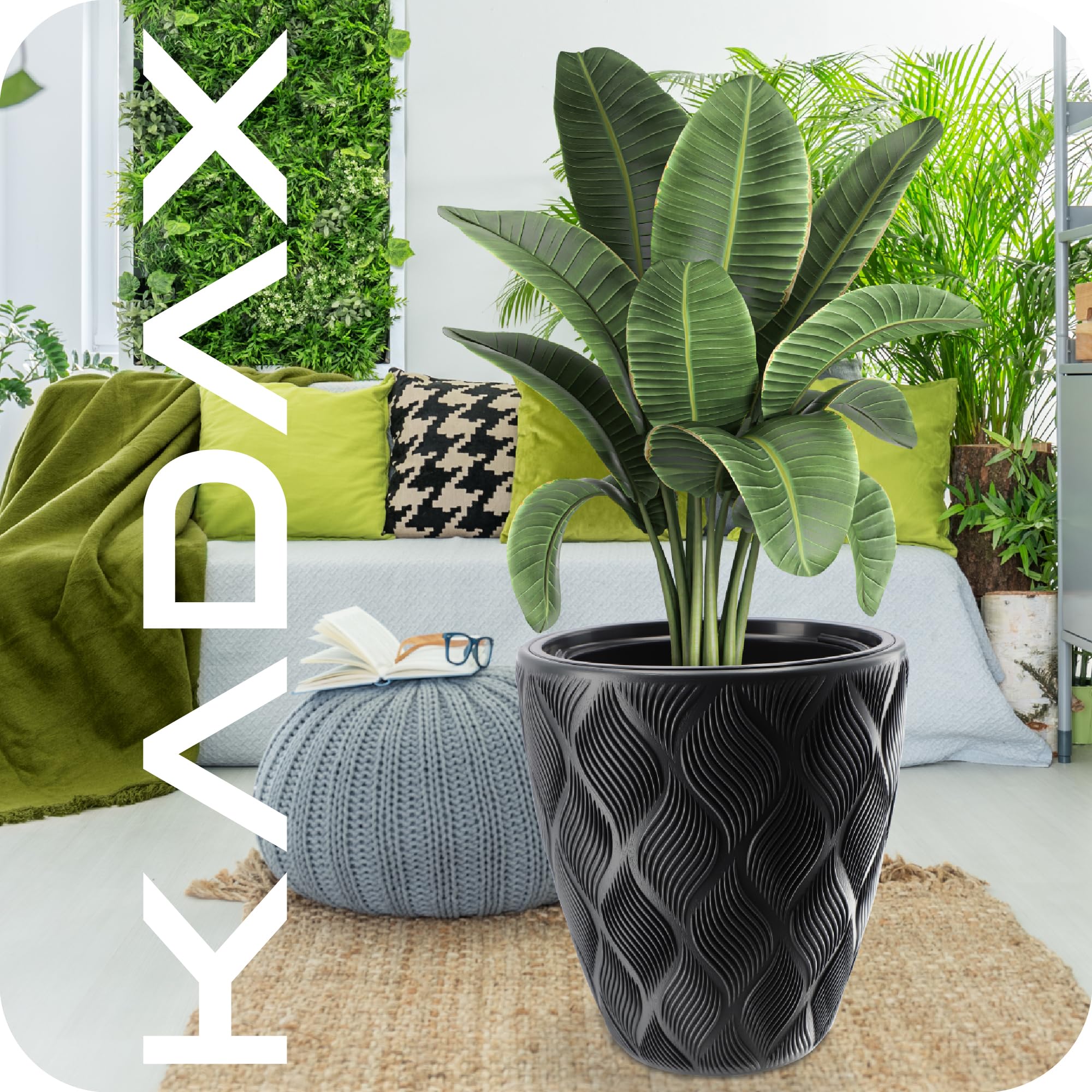 KADAX Bloempot met Schotel, Plantenpot voor Bloemen, Planten, Kruidenplanten, binnen, Plantenbak van Kunststof, decoratieve Pot, Planter (16 cm