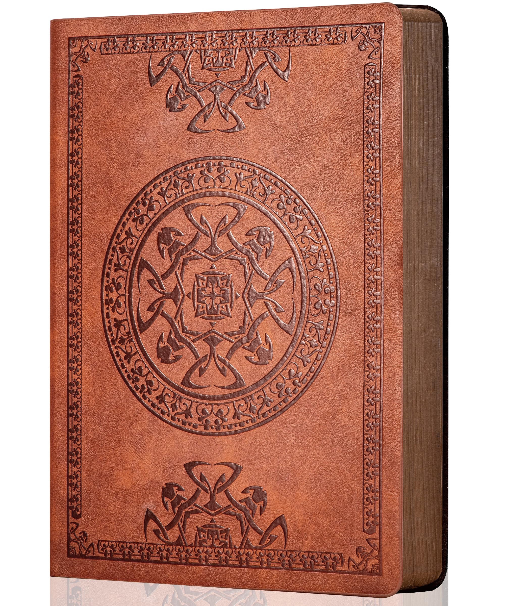 CAGIE Leather Vintage Journal for Men Soft Cover Lined Pages Notebook 180 Lay Flat for Writing Travel Diary, 5.7'' x 8.3'', Brown
