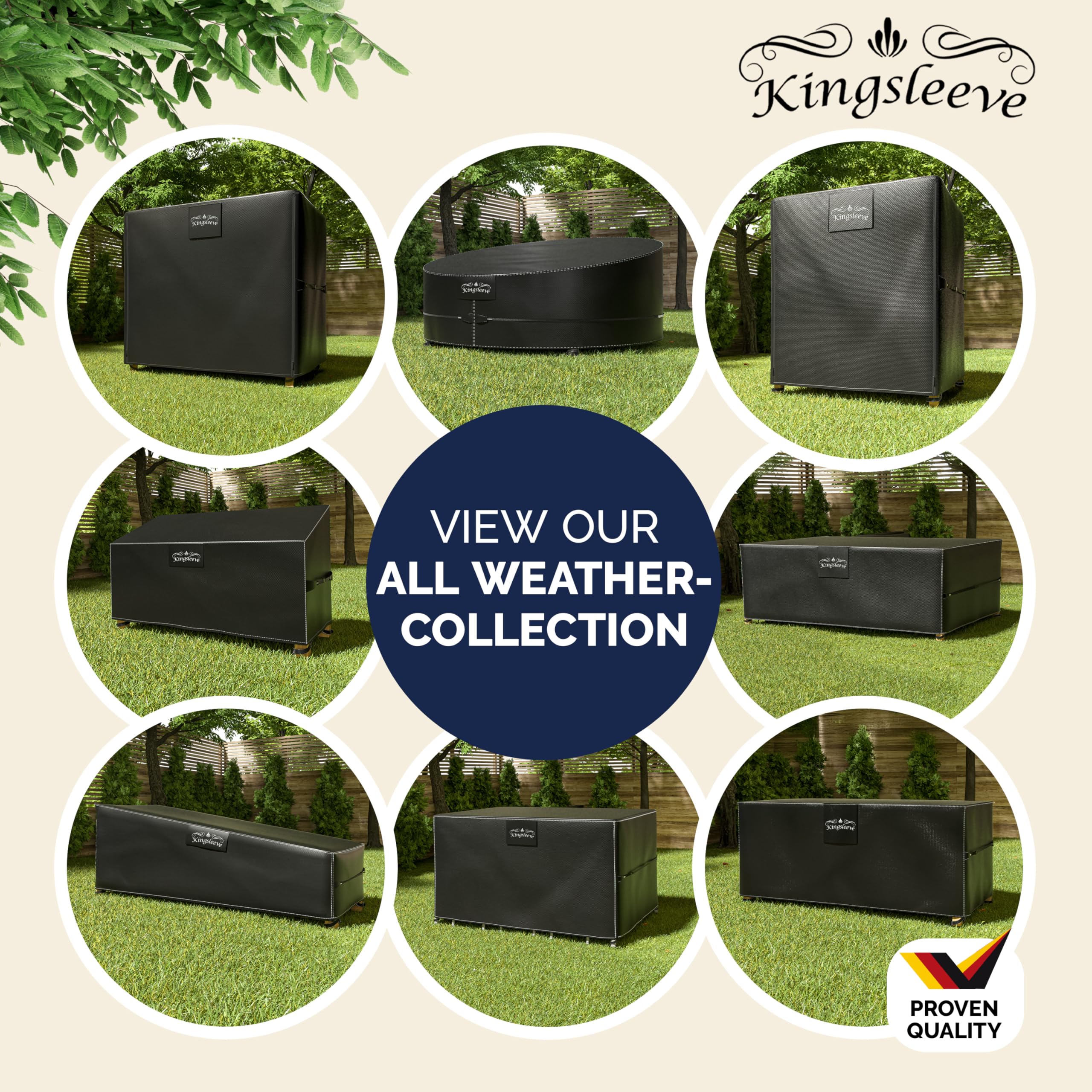 Kingsleeve® Copertura Protettiva per Isola Prendisole Impermeabile Resistente Telo di Protezione per Mobili da Esterno Copri-Lettino da Giardino Rotondo Ø188x229x90/50cm