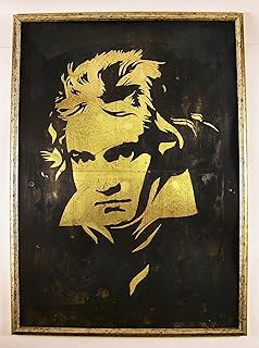 Beethoven, Beethoven portrait, Wall art, Metal stencil, metal oxidation, fan art, brass print, steampunk