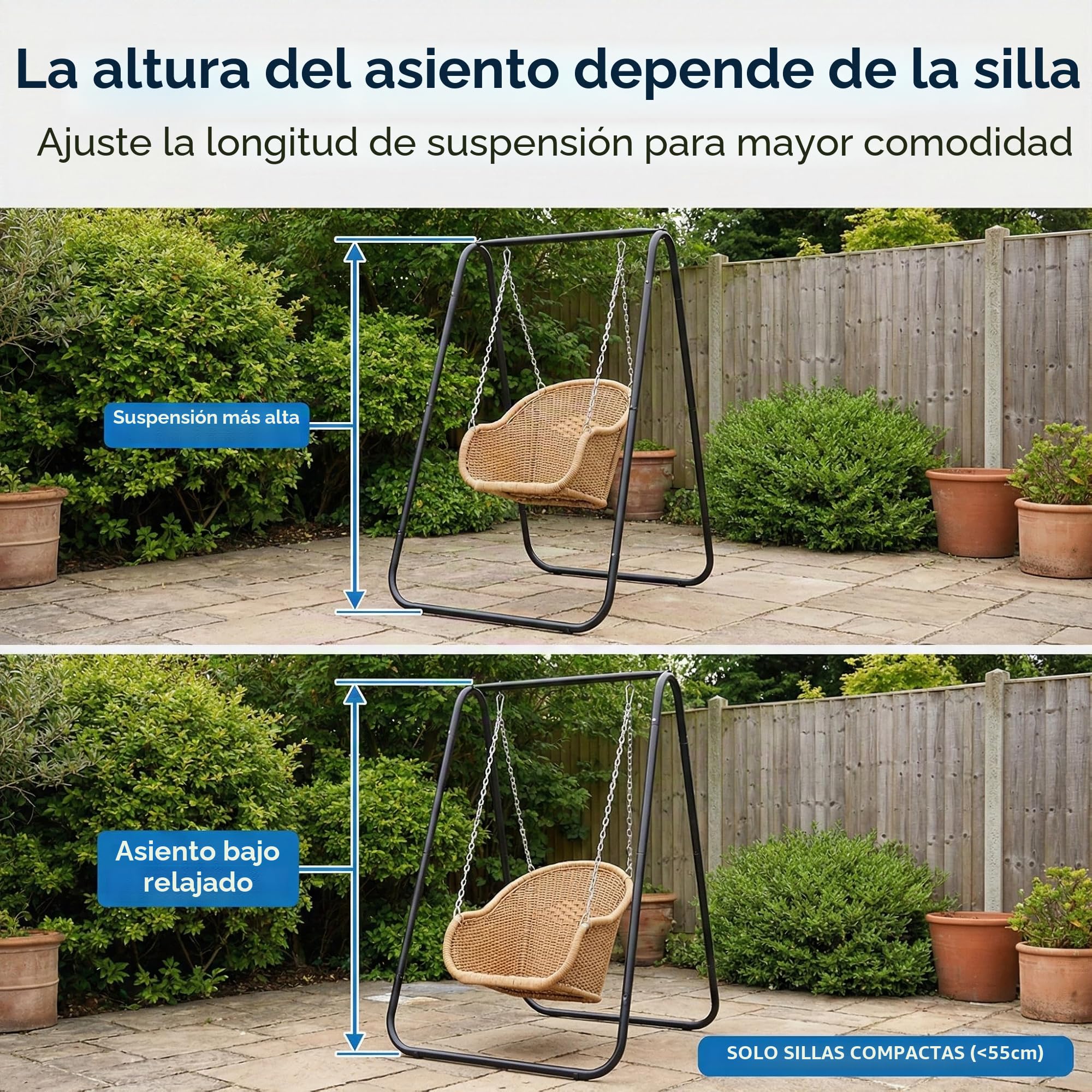 Soporte para silla hamaca fuerte en forma de A, soporte para silla colgante con soporte de carga fuerte en forma de A, carga máxima de 100 kg, soporte para silla colgante para patio, jardín