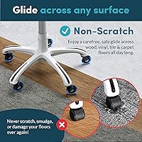 Vista 52 de Lifelong Ruedas de repuesto de goma para sillas de oficina, ruedas resistentes de 2 pulgadas para suelos de madera dura y alfombras, juego de 5