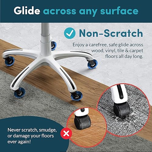 Miniatura 52 de Lifelong Ruedas de repuesto de goma para sillas de oficina, ruedas resistentes de 2 pulgadas para suelos de madera dura y alfombras, juego de 5,