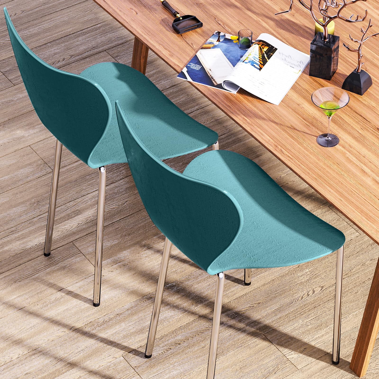 esszimmerstühle 4er set Stapelbare stuhl für esszimmer Zuhause Pfauenblauer