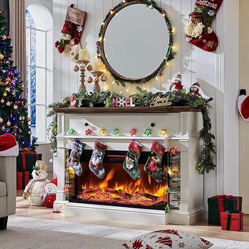 Miniatura 7 de OKD Chimenea eléctrica de 52" con repisa, calefactor independiente con soporte para TV y inserto de vidrio de 3 lados de 36" para televisores