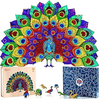 Peacock Wooden Puzzles for Adults XL 330 Piece (18.1â€x12â€) â€“ Animal Wooden Jigsaw Puzzles for Adults by The Puzzled Tree