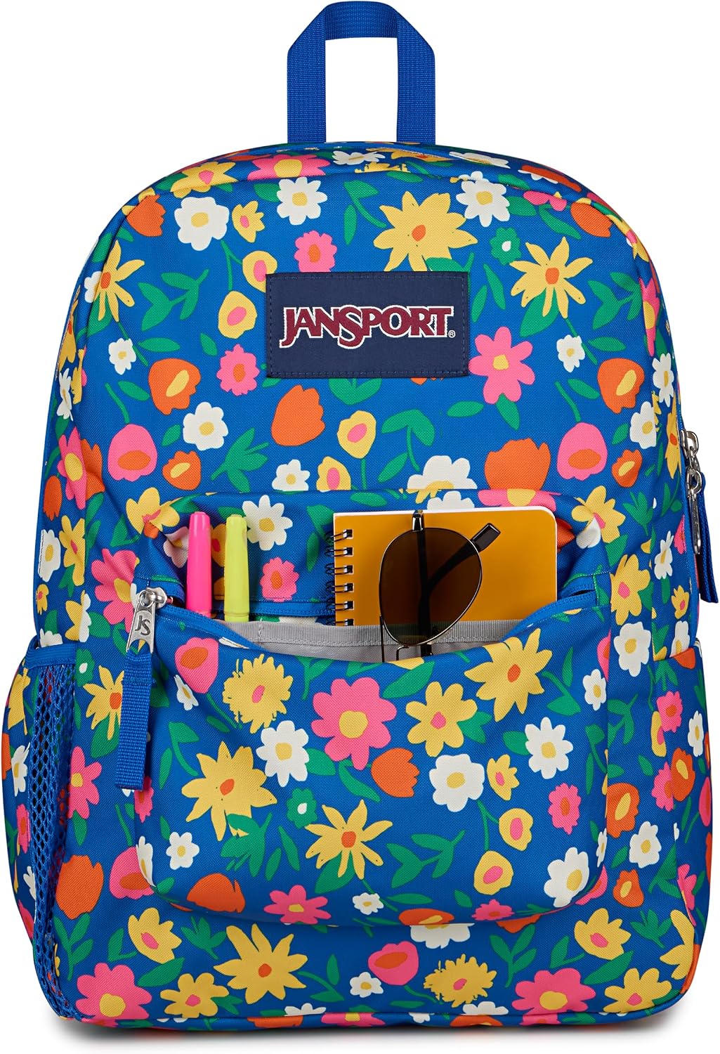 JanSport Cross Town Backpack - Simple Bag for Everyone with 1 Main Compartment, Front Utility Pocket - Premium Class Accessories - Flower Market