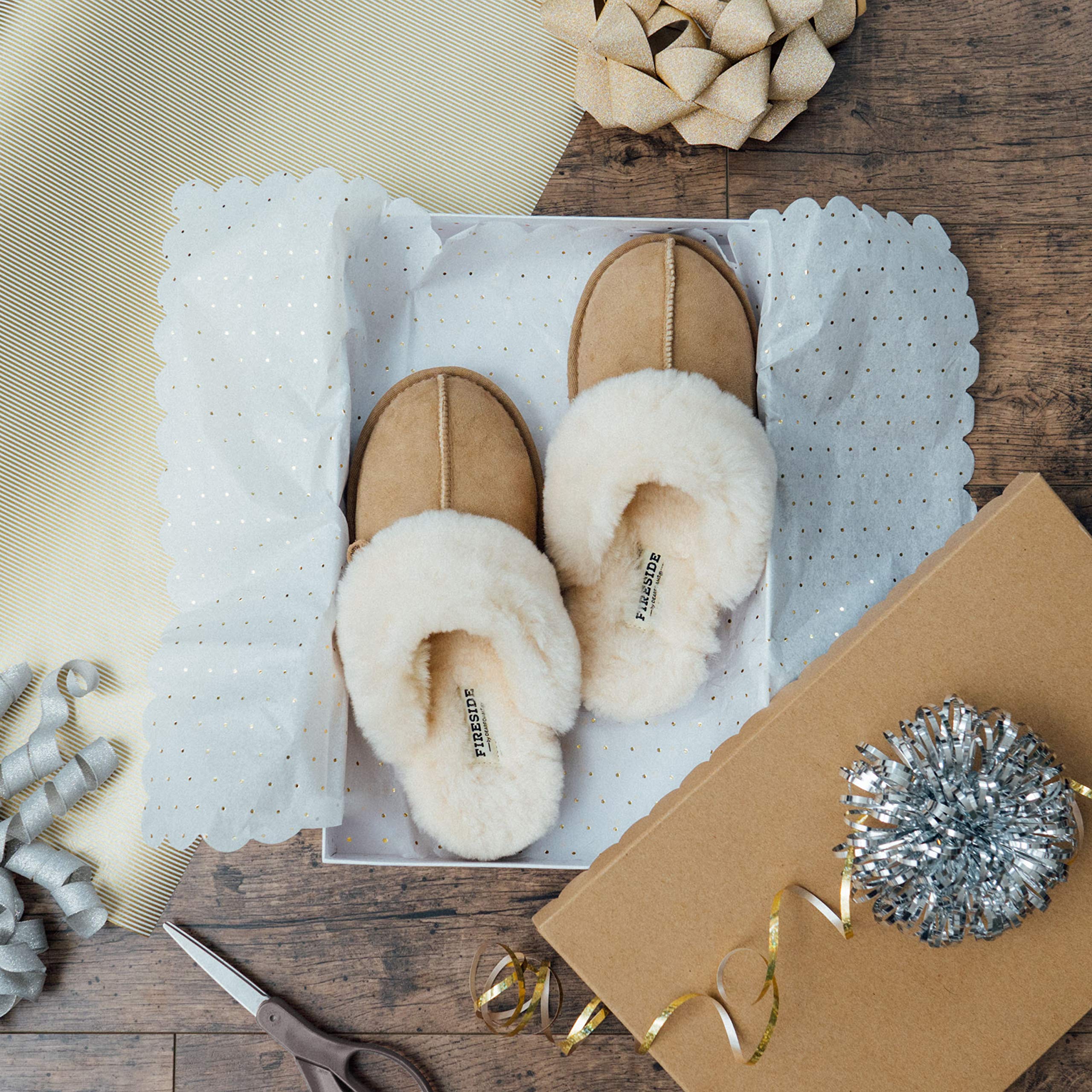 FIRESIDE BY DEARFOAMS Fireside Sydney Shearling Fur Indoor/Outdoor Scuff Slipper With Wide Widths PantofoleDonna