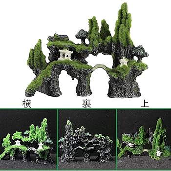 鬼のオーナメント 約40cm オブジェ　骨董　置物　苔 Amazon.co.jp: アクアリウム オブジェ 岩 山 苔 隠れ家 水槽