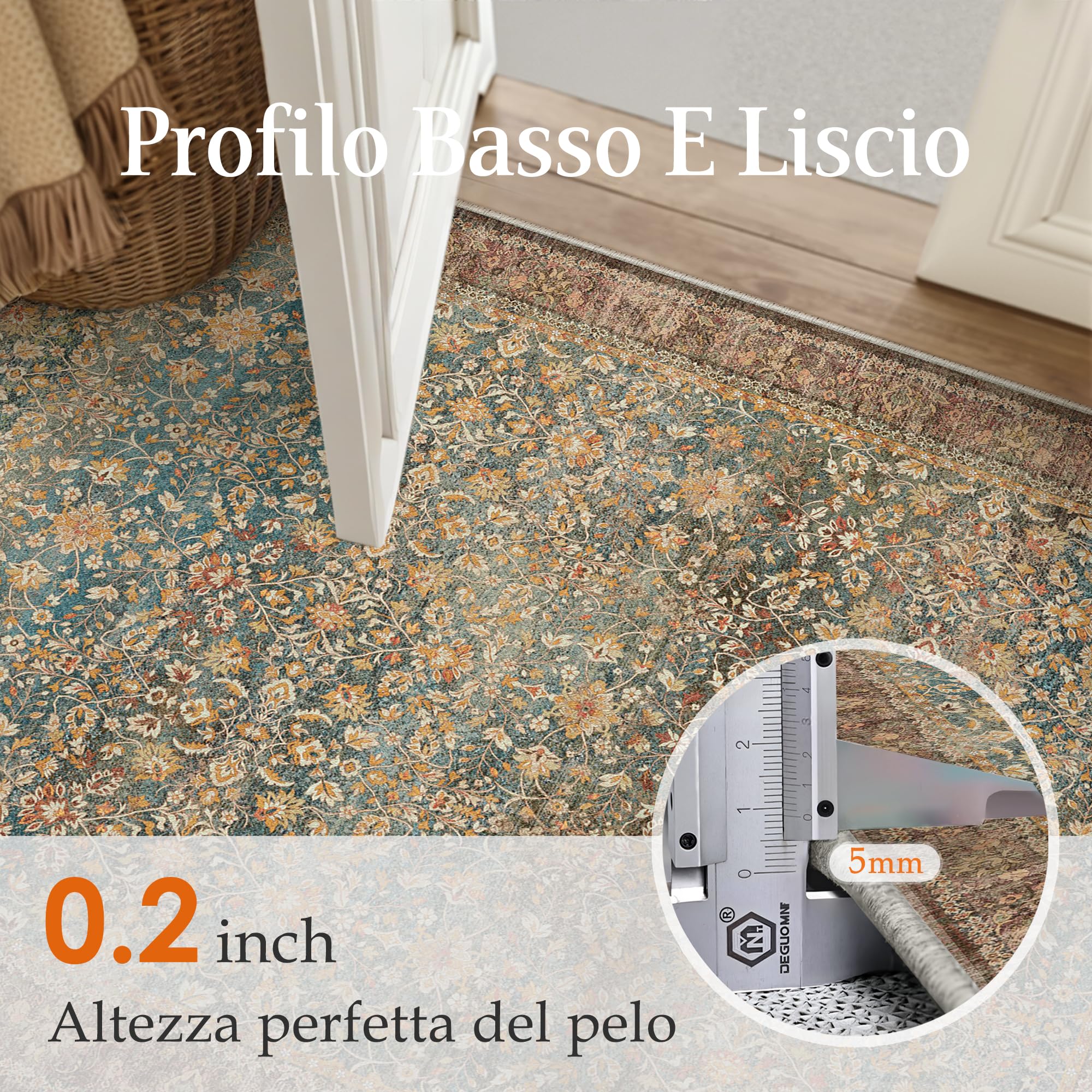 PureCozy Vintage Tappeto Corridoio 60x180cm Passatoia Cucina Antiscivolo Lavabile in Lavatrice Rosso Tappeti Cameretta Sala Ufficio Scendiletto Camera da Letto Pelo Corto Lungo Carpet