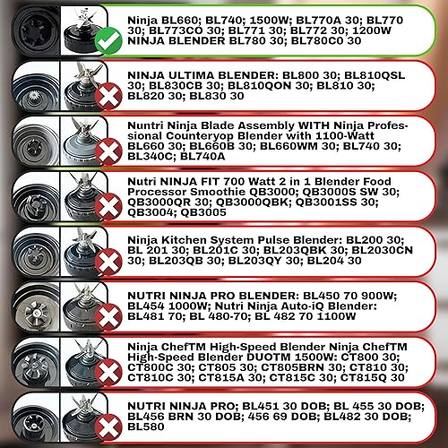 Miniatura 7 de Ninja Blender Cups y Ninja Blade 6 Fin Blender Blender Batidora para Batidos Batidos - Tapa de una sola porción para BL770 BL780 BL660 BL740 BL810