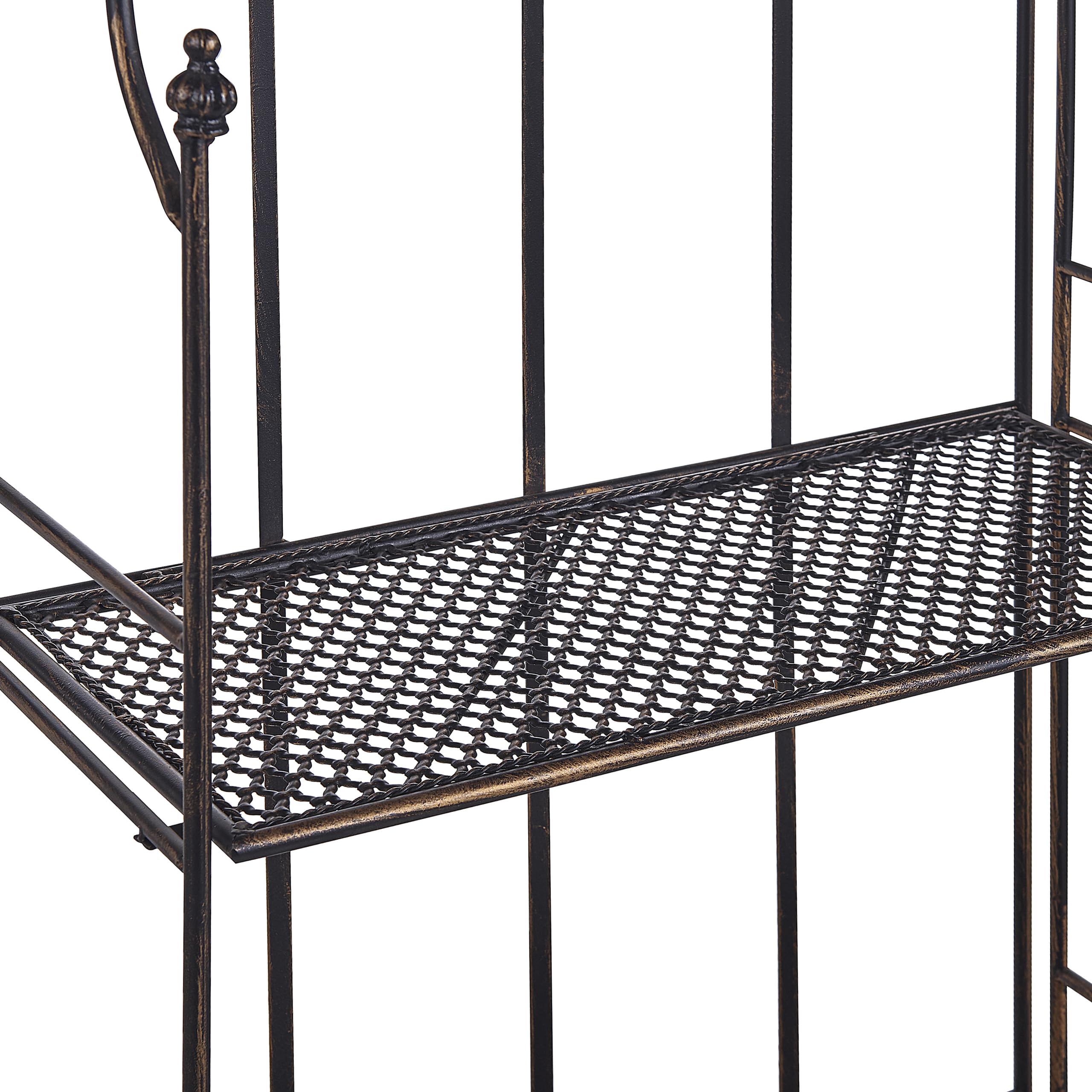 Beliani Gartenregal Metall schwarz/Gold Antik-Optik 4 Ablageflächen klappbar Isernia