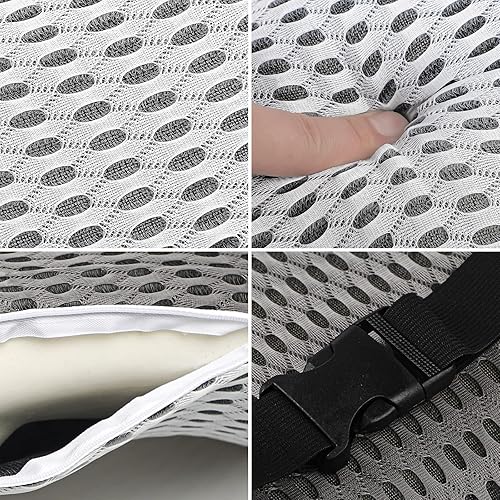 Miniatura 6 de GREUS Almohada de asiento de automóvil, almohada transpirable para el cuello, cojín lumbar para automóvil, silla de oficina