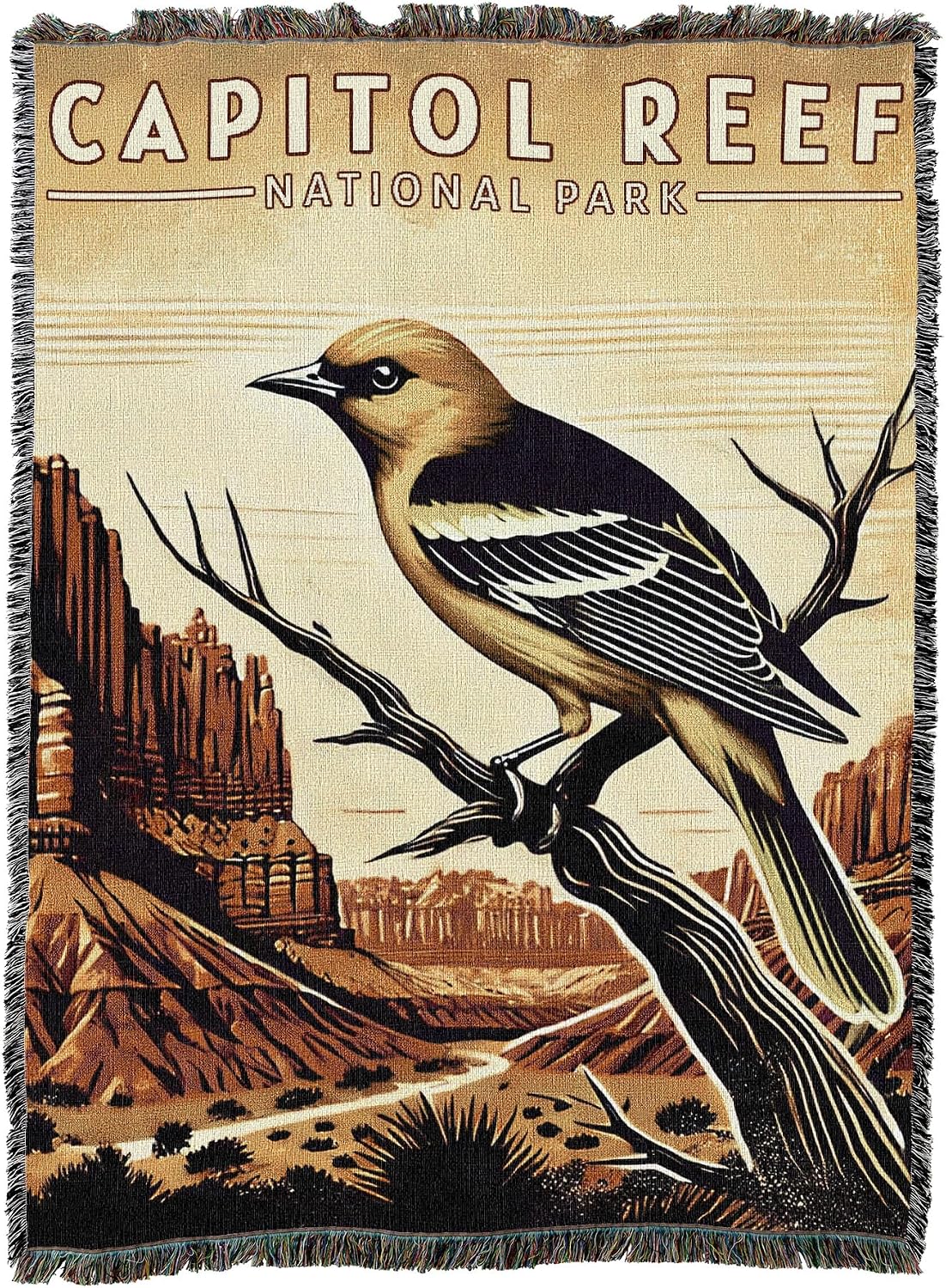 Pure Country Weavers Capitol Reef National Park Blanket - Gift Cotton Tapestry Throw - Made in The USA - 72" x 54"