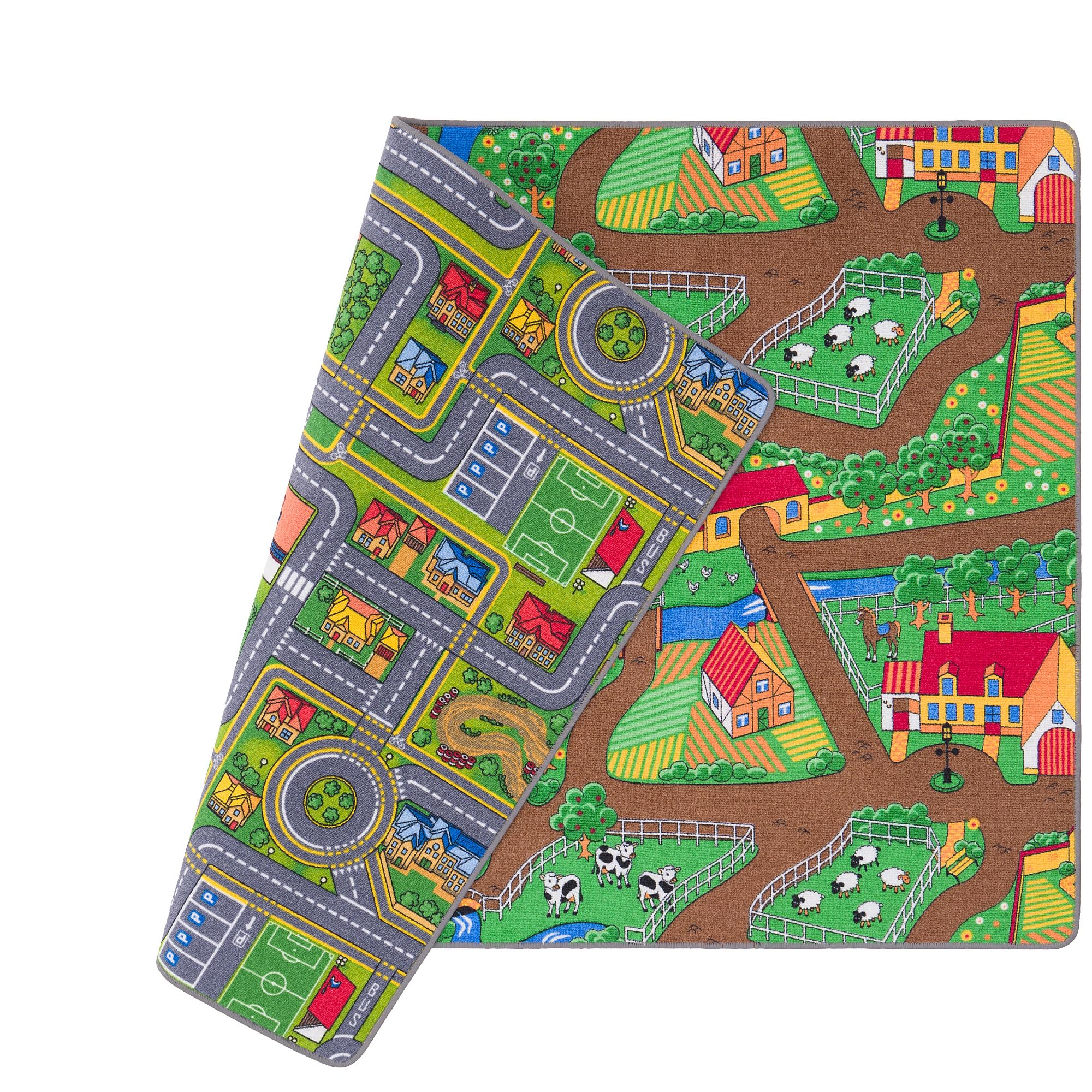 Pergamon Straßenteppich Beidseitig Kinder Spielteppiche für Kinderzimmer und Spielzimmer