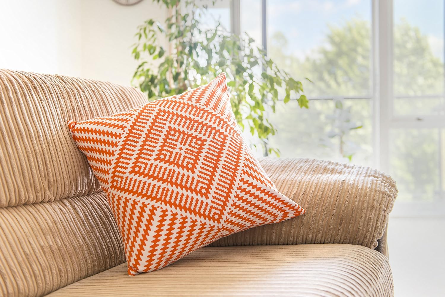 TreeWool Kaleidoscope Accent 20x20 Set of 2 Spring Summer Decorative Throw Pillow Covers 100% Cotton Home Decor Pillowcases for Sofa Living Room Couch (Orange)