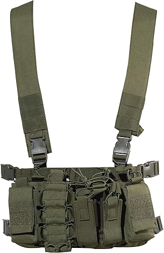 Aparejo de pecho con rifle, bolsas de pistola mag, cartel desmontable para bolsa Mag