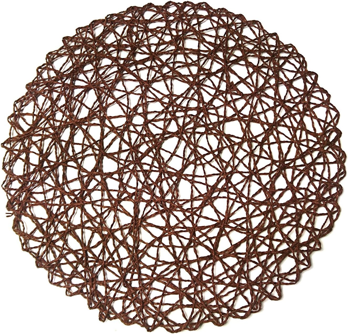 wellhouse Round Paper Fiber Woven Place Mats Decorative Placemat Braided Natural Mat Holidays Parties Decor 15" Set of 12 (Coffee)