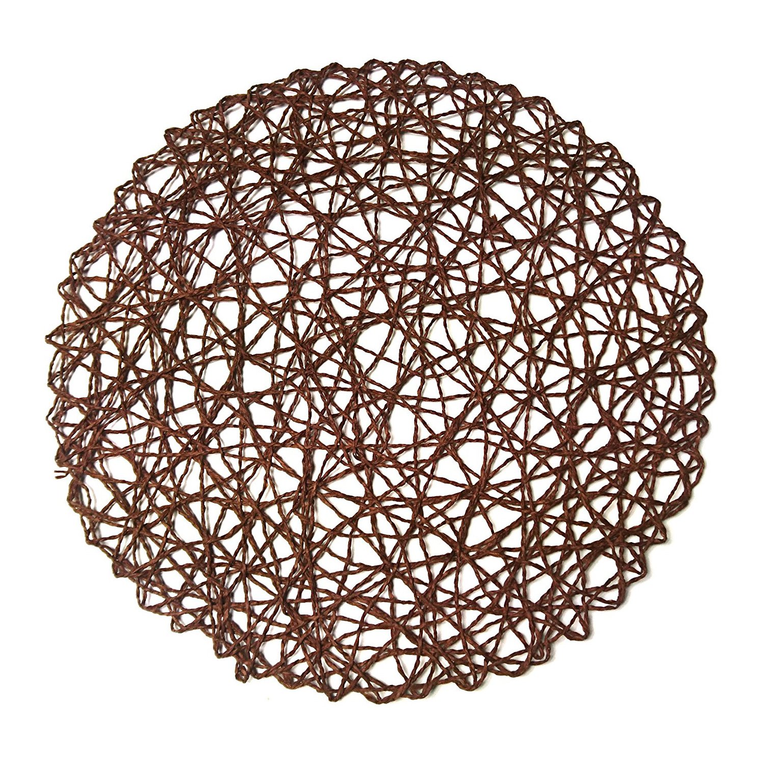 wellhouse Round Paper Fiber Woven Place Mats Decorative Placemat Braided Natural Mat Holidays Parties Decor 15" Set of 12 (Coffee)