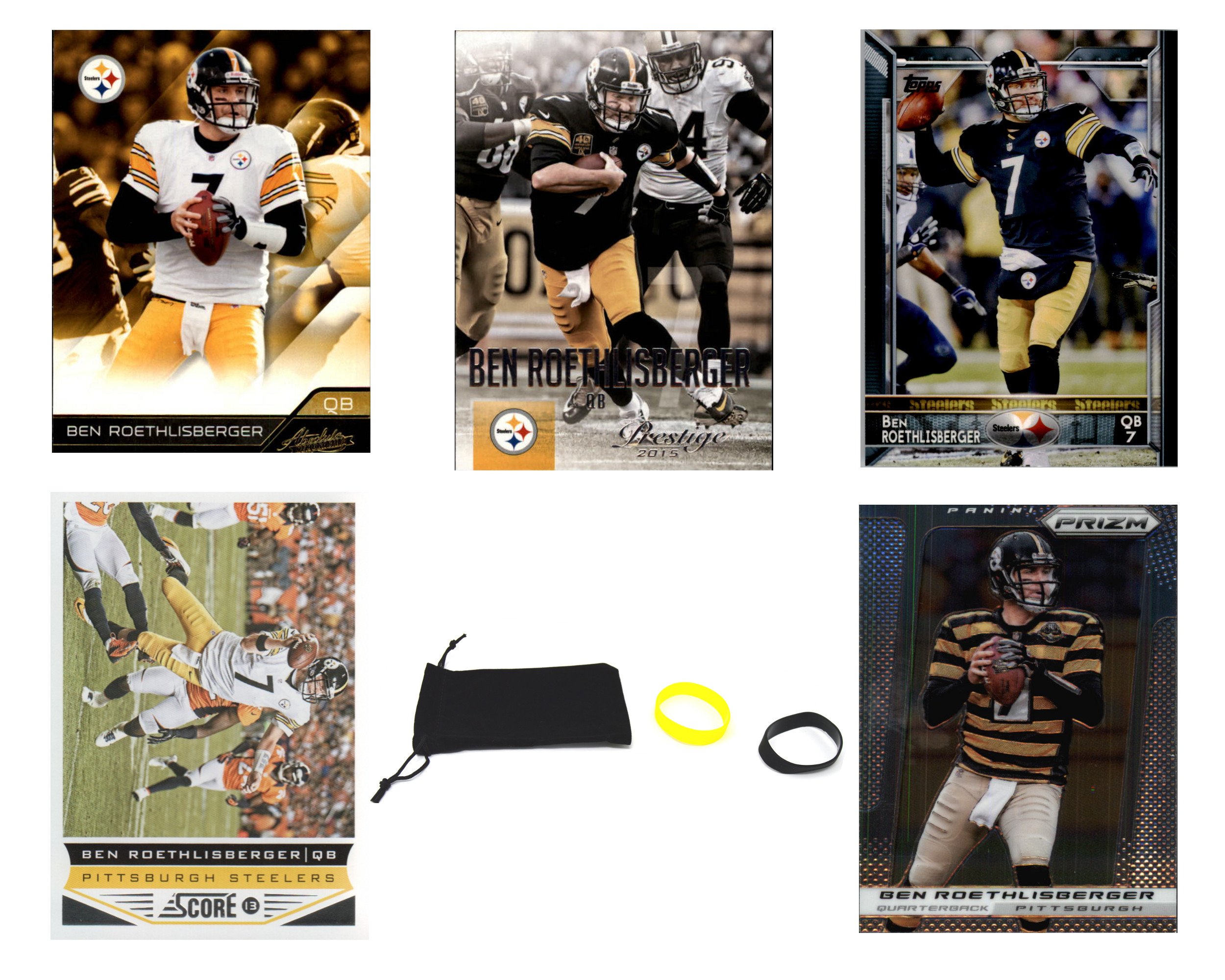 Panini, Bowman, Topps Ben Roethlisberger Football Trading Cards Assorted (5) Bundle - Pittsburgh Steelers