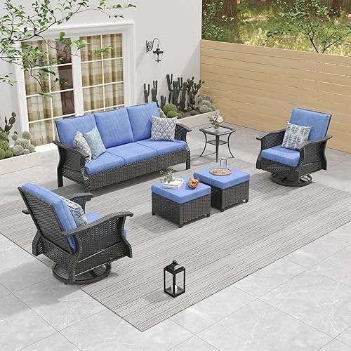 Manual Weaving Wicker Patio Furniture Set 6 Pieces, All Weather