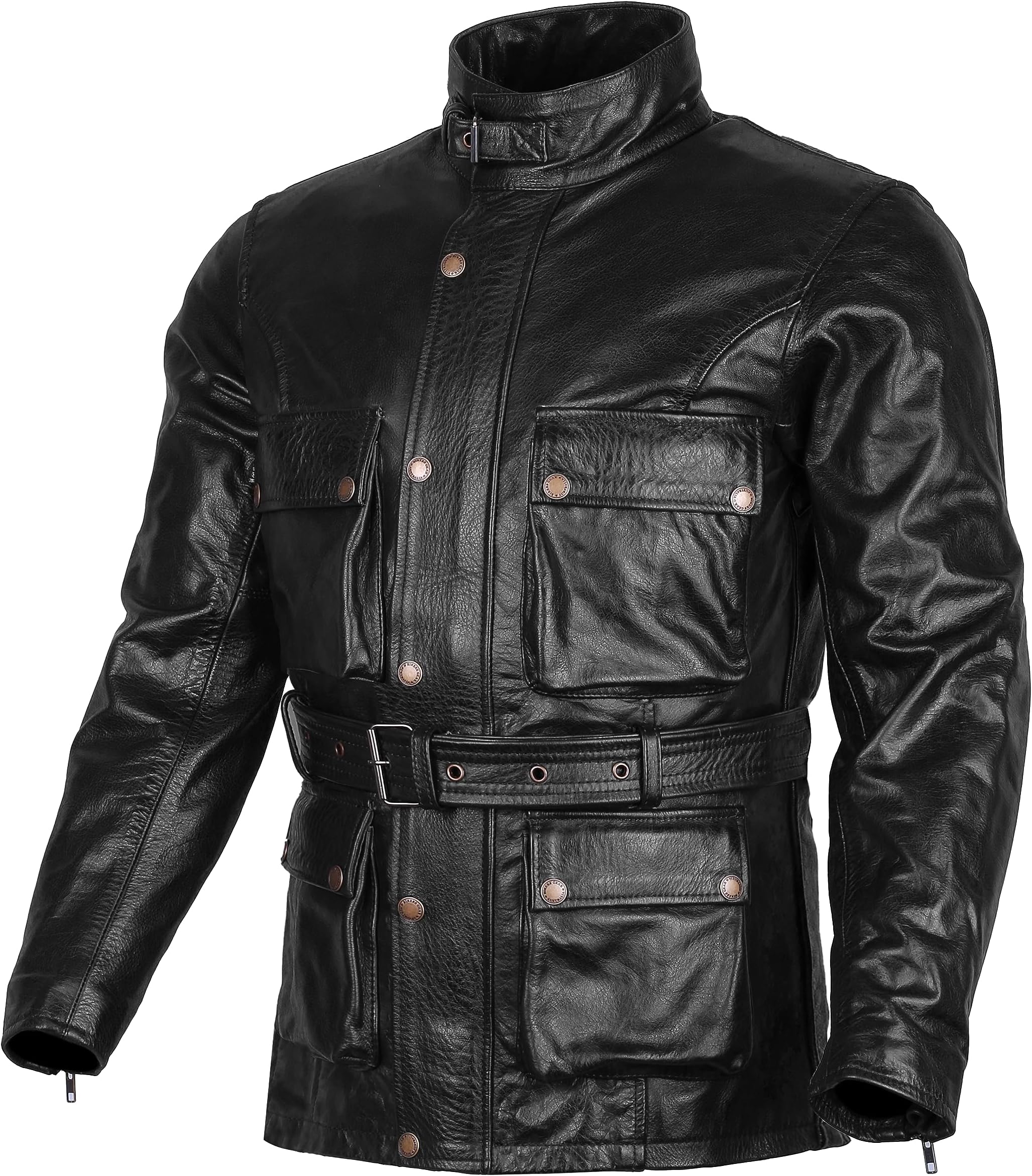 Bikers Gear Australia Classic Vintage Style Waxed Trail Blazer Leather Retro Motorcycle Jacket with CE1621-1 5 Piece Removable Armour