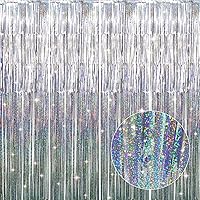 Vista 49 de GOER - Cortinas de tiras metálicas/oropel para fiestas, telón de fondo para fotos, cumpleaños, graduaciones, Año Nuevo, bodas, de 3.2 x 9.8 pies